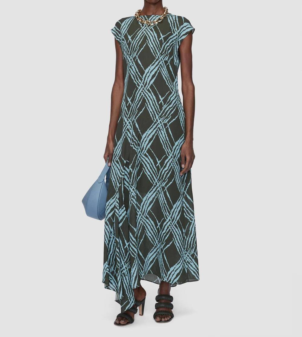NEW JOSEPH lauri open weave dress in palm leaf/chambray
